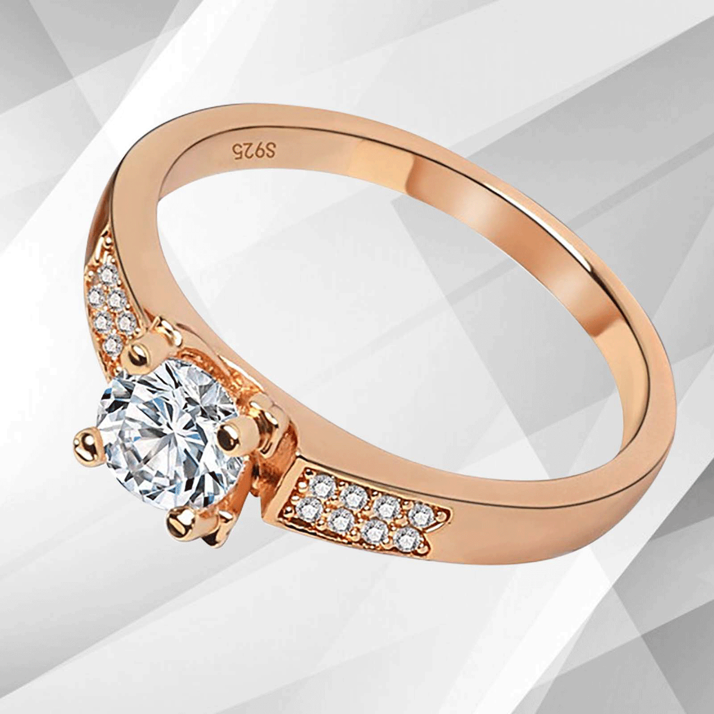 1.68Ct Round-Cut CZ Diamond Solitaire Bridal Engagement Ring 18Ct Rose Gold Over, Ring Size S