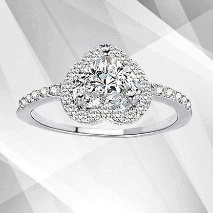 2.88Ct Heart-Cut CZ Diamonds Halo Bridal Engagement Ring 18Ct White Gold Over, Ring Size O