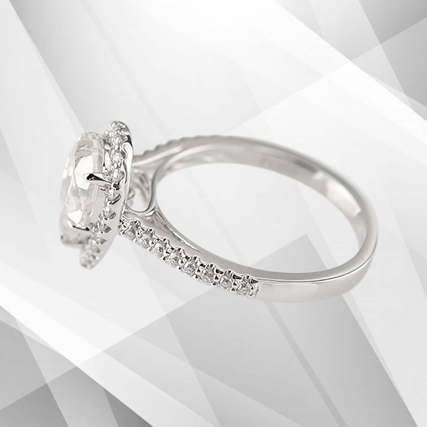 2.88Ct Pear-Cut Diamond Cushion Halo Bridal Engagement Ring 18Ct White Gold Over, Ring Size K
