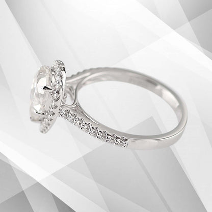 2.88Ct Pear-Cut Diamond Cushion Halo Bridal Engagement Ring 18Ct White Gold Over, Ring Size K