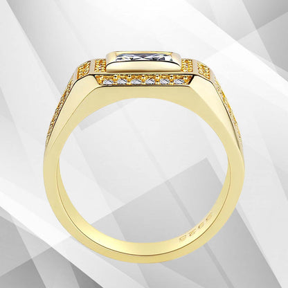 Gents 1.68Ct Total 77 CZ Diamonds Solitaire Ring Size N-W 18Ct Yellow Gold Over, Ring Size R