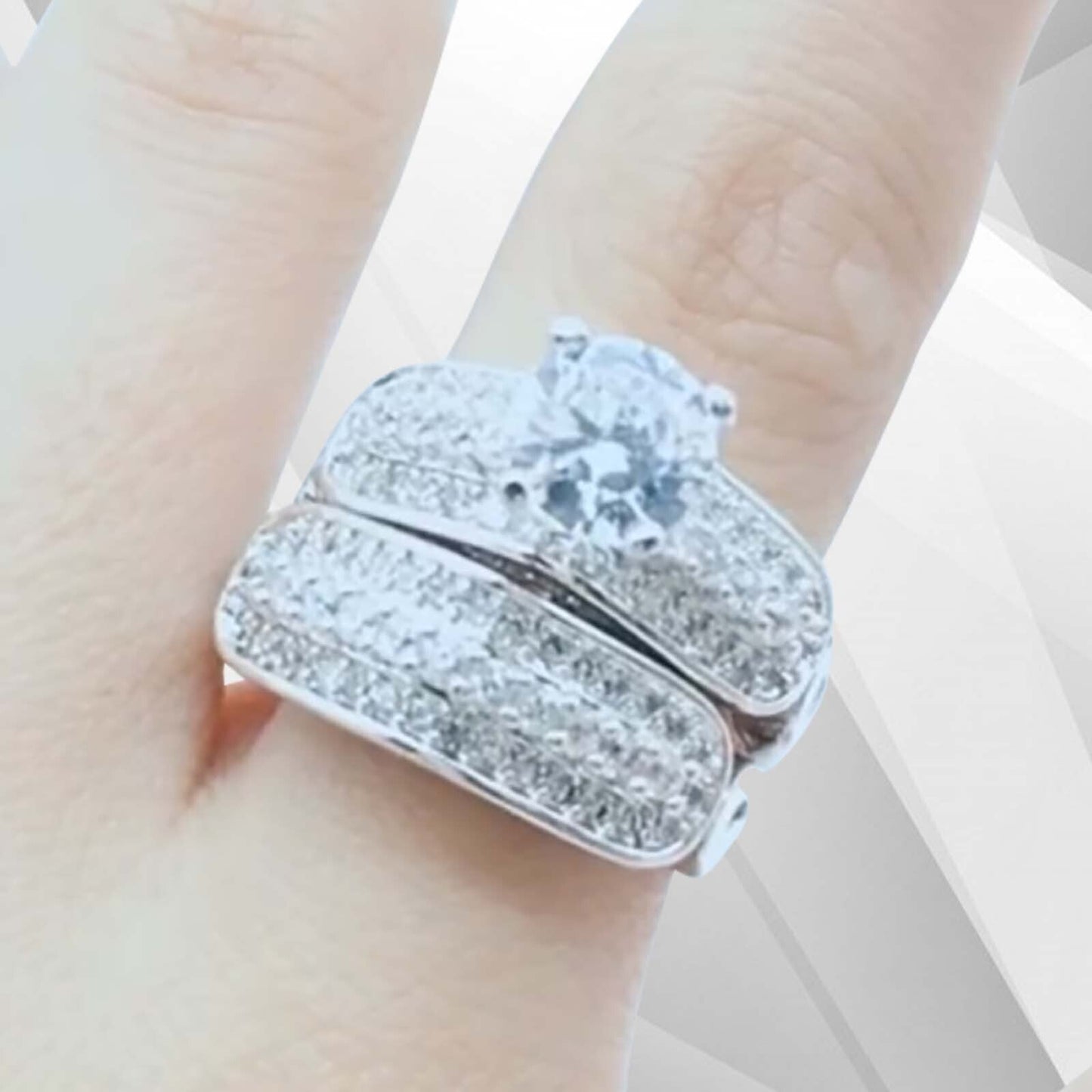 2.00Ct Total 86 CZ Diamonds Posh Bridal Engagement Ring Set 18Ct White Gold Over, Ring Size P