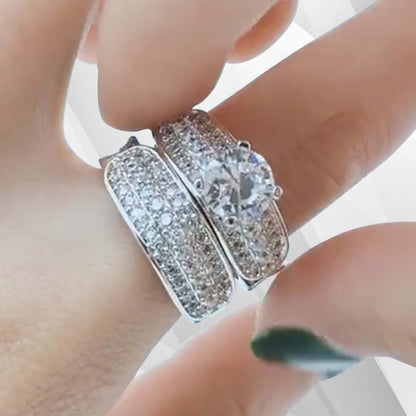 2.00Ct Total 86 CZ Diamonds Posh Bridal Engagement Ring Set 18Ct White Gold Over, Ring Size P