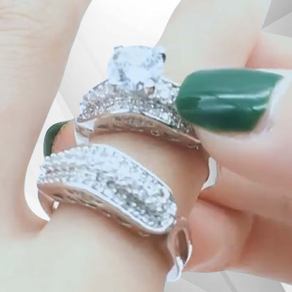 2.00Ct Total 86 CZ Diamonds Posh Bridal Engagement Ring Set 18Ct White Gold Over, Ring Size P