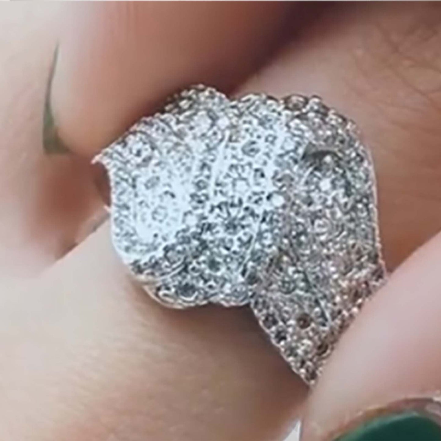 0.35Ct 115 Sparkling CZ Diamonds Bridal Engagement Band Ring 18K White Gold Over, Ring Size Q
