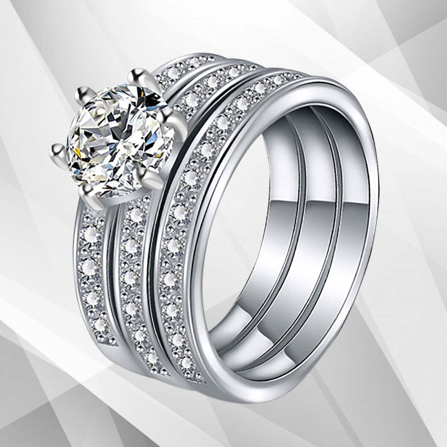 2.0Ct Round-Cut CZ Diamonds Solitaire Bridal Engagement Ring 18Ct White Gold Over, Ring Size R
