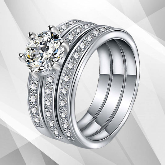 2.0Ct Round-Cut CZ Diamonds Solitaire Bridal Engagement Ring 18Ct White Gold Over, Ring Size R