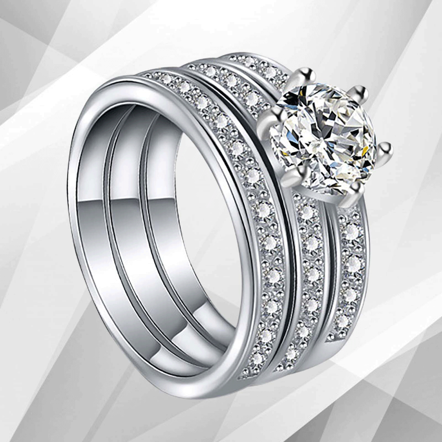 2.0Ct Round-Cut CZ Diamonds Solitaire Bridal Engagement Ring 18Ct White Gold Over, Ring Size R