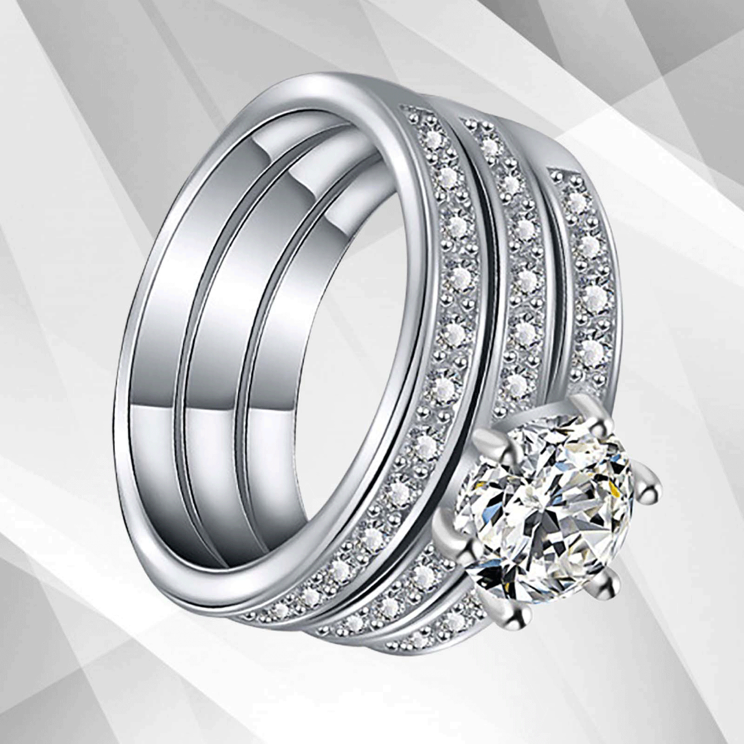 2.0Ct Round-Cut CZ Diamonds Solitaire Bridal Engagement Ring 18Ct White Gold Over, Ring Size R