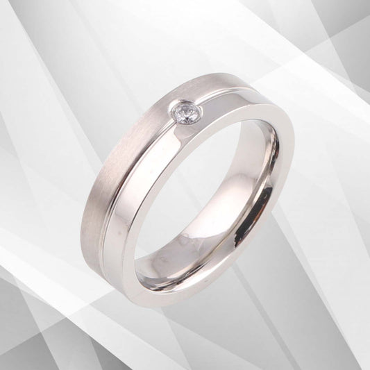 18Ct White Gold Over Engagement Band Ring 0.35Ct C Z Diamond Durable Titanium UK, Ring Size Q
