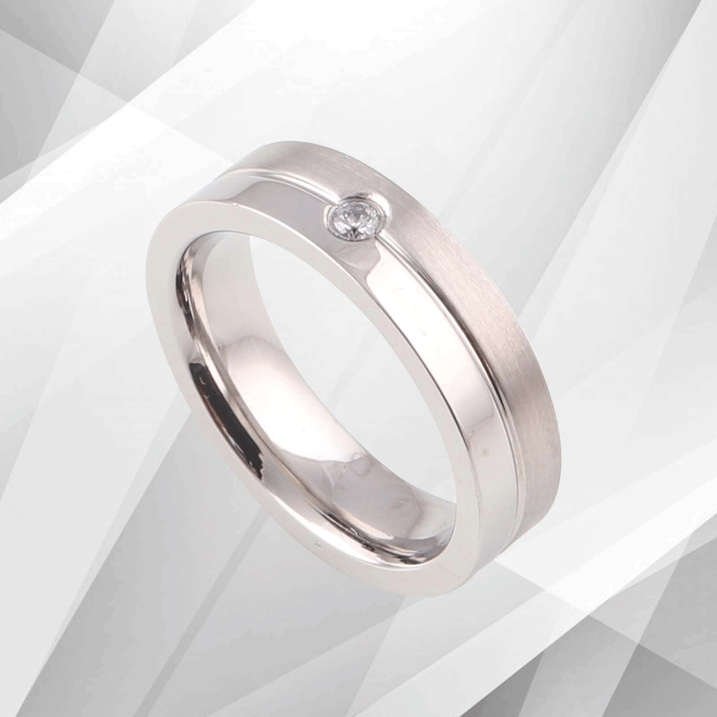 18Ct White Gold Over Engagement Band Ring 0.35Ct C Z Diamond Durable Titanium UK, Ring Size Q