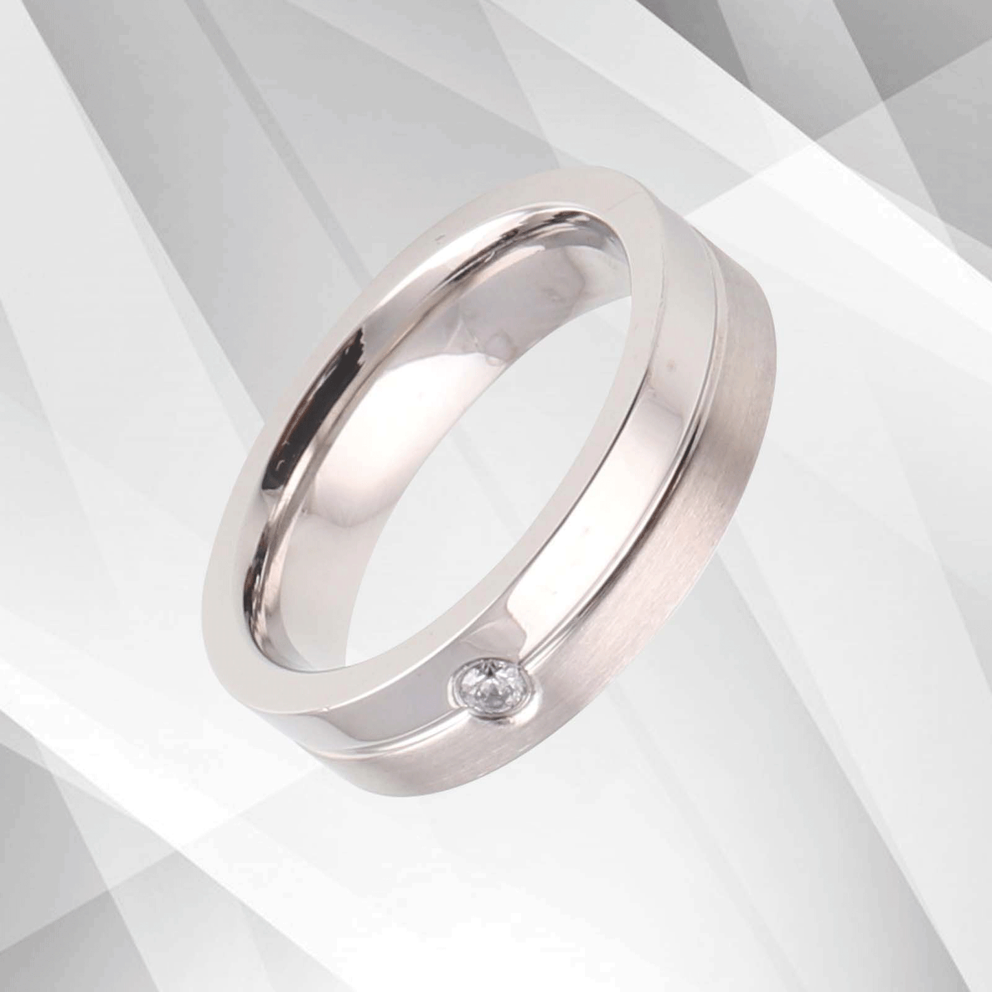 18Ct White Gold Over Engagement Band Ring 0.35Ct C Z Diamond Durable Titanium UK, Ring Size Q