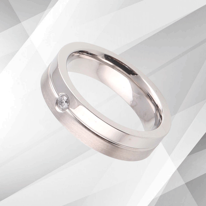 18Ct White Gold Over Engagement Band Ring 0.35Ct C Z Diamond Durable Titanium UK, Ring Size Q