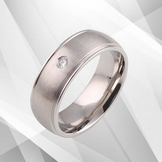 18Ct White Gold Over Titanium 0.35Ct C Z Diamond Wedding Band Ring Comfort Fit, Ring Size L