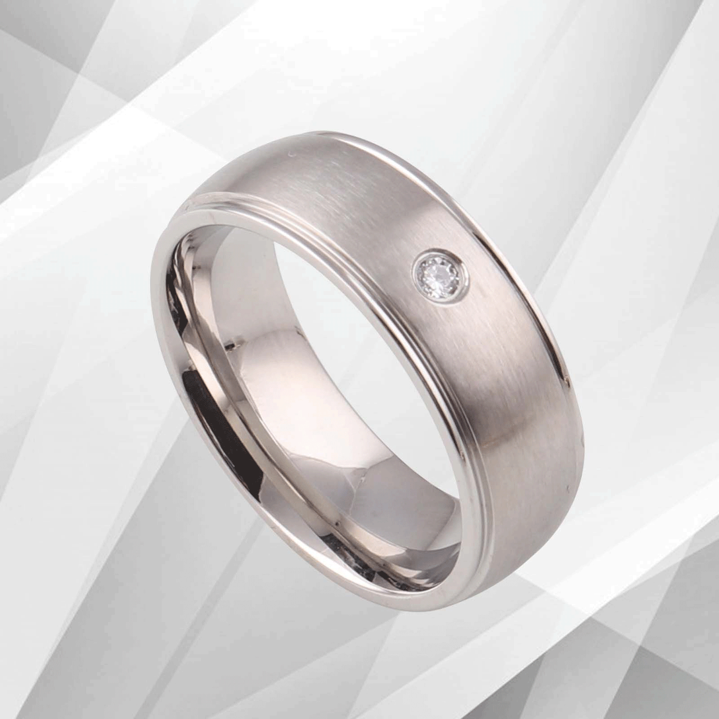 18Ct White Gold Over Titanium 0.35Ct C Z Diamond Wedding Band Ring Comfort Fit, Ring Size L