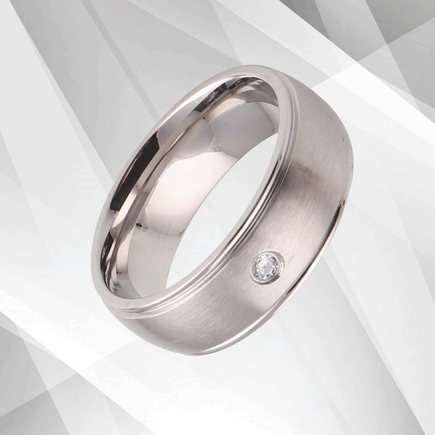 18Ct White Gold Over Titanium 0.35Ct C Z Diamond Wedding Band Ring Comfort Fit, Ring Size L