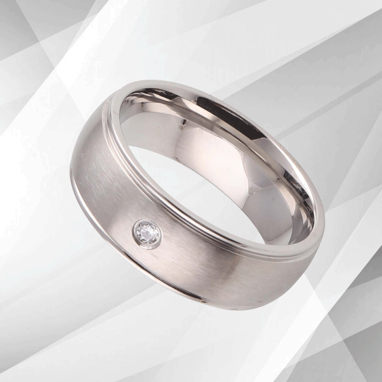 18Ct White Gold Over Titanium 0.35Ct C Z Diamond Wedding Band Ring Comfort Fit, Ring Size L