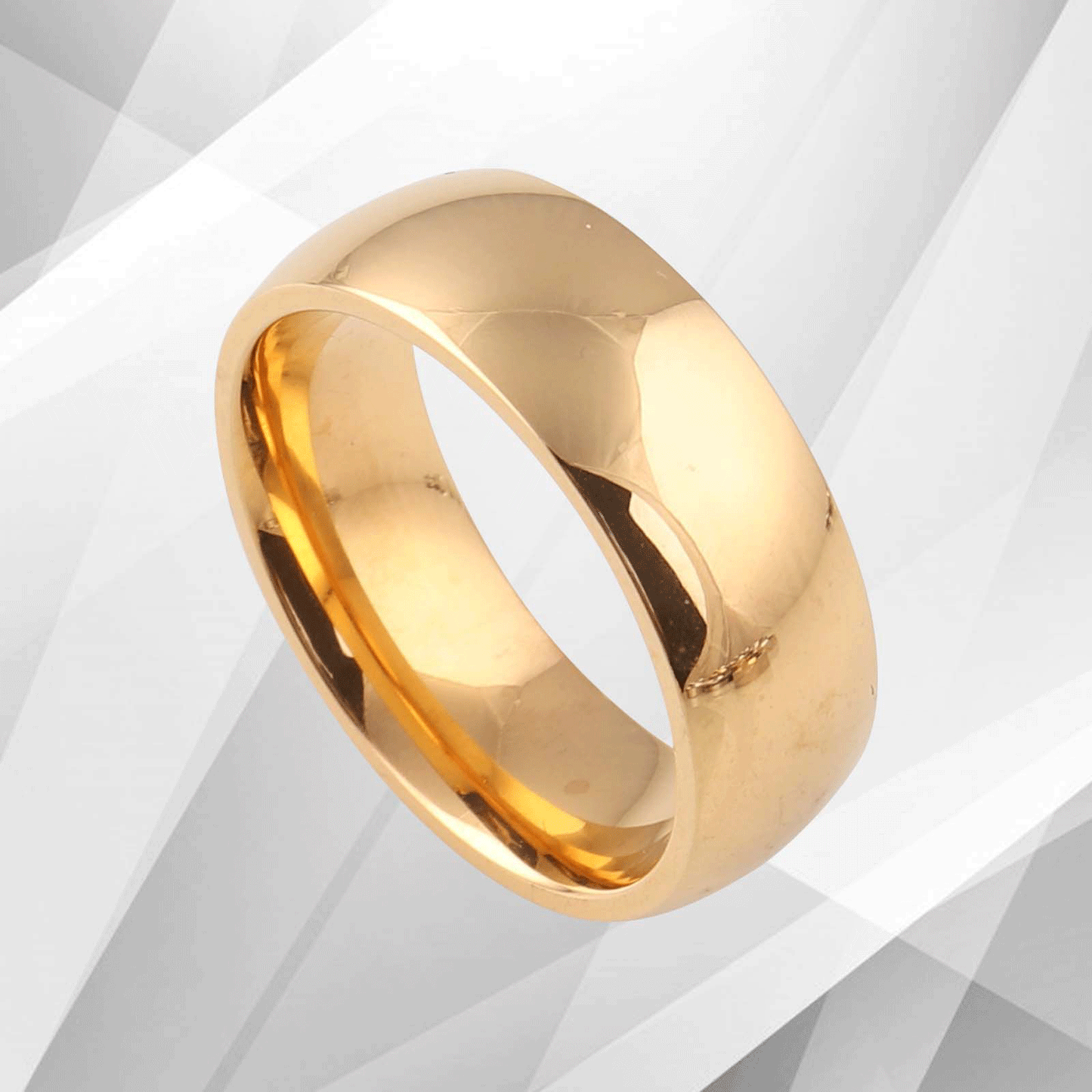 7mm Men's Titanium Engagement Wedding Anniversary Band Ring 18Ct Yellow Gold Over, Ring Size V