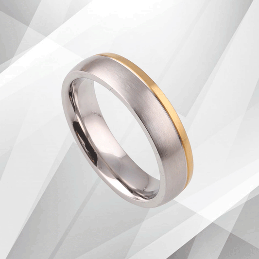 5mm Men's Tungsten Wedding Engagement Band Ring 18Ct Yellow And White Gold Over, Ring Size V