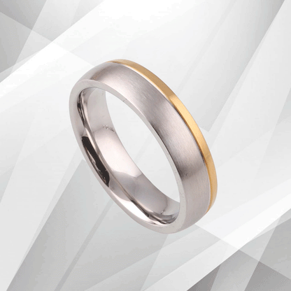 5mm Men's Tungsten Wedding Engagement Band Ring 18Ct Yellow And White Gold Over, Ring Size R