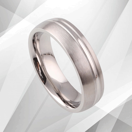 6mm Men's Wedding Engagement Anniversary Titanium Band Ring 18Ct White Gold Over, Ring Size Z