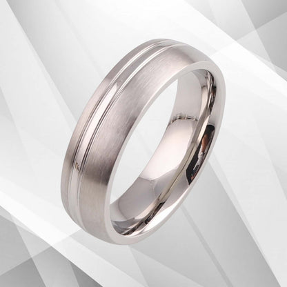 6mm Men's Wedding Engagement Anniversary Titanium Band Ring 18Ct White Gold Over, Ring Size Z