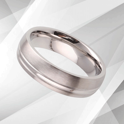6mm Men's Wedding Engagement Anniversary Titanium Band Ring 18Ct White Gold Over, Ring Size Z
