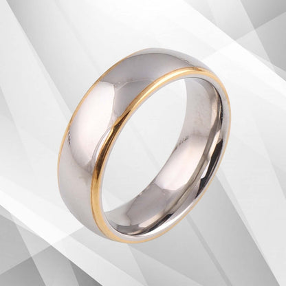 Gorgeous Mens Titanium Premium Wedding Band Ring 18Ct Yellow And White Gold Over, Ring Size T