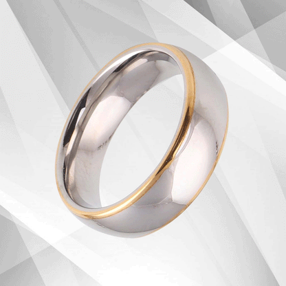 Gorgeous Mens Titanium Premium Wedding Band Ring 18Ct Yellow And White Gold Over, Ring Size T