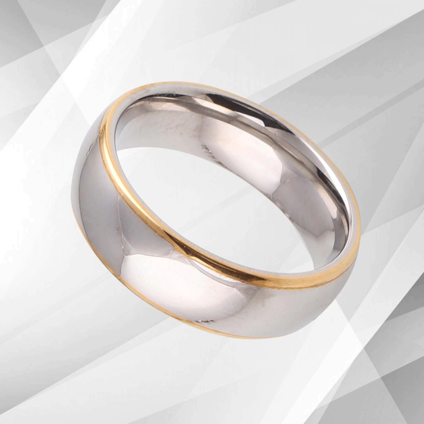 Gorgeous Mens Titanium Premium Wedding Band Ring 18Ct Yellow And White Gold Over, Ring Size T