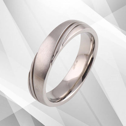 Gorgeous Mens Titanium Premium Wedding Engagement Band Ring 18Ct White Gold Over, Ring Size O