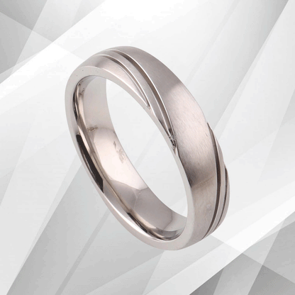 Gorgeous Mens Titanium Premium Wedding Engagement Band Ring 18Ct White Gold Over, Ring Size O