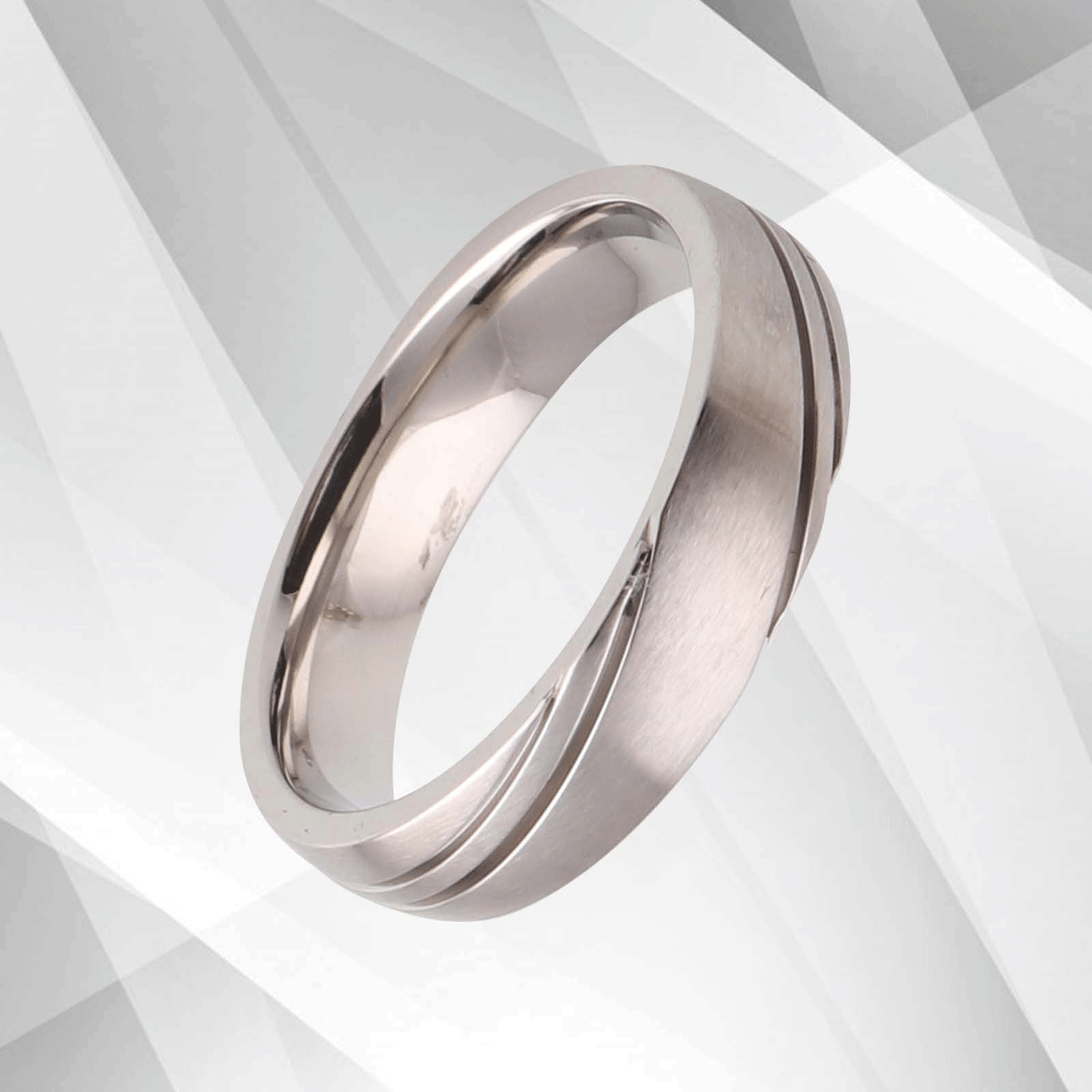 Gorgeous Mens Titanium Premium Wedding Engagement Band Ring 18Ct White Gold Over, Ring Size O