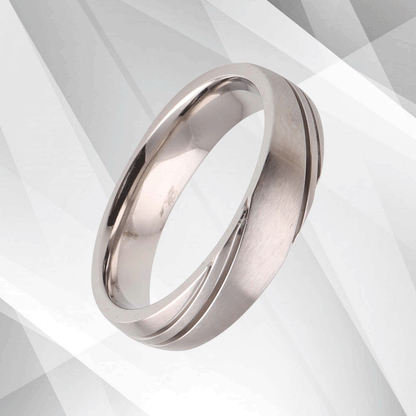 Gorgeous Mens Titanium Premium Wedding Engagement Band Ring 18Ct White Gold Over, Ring Size O
