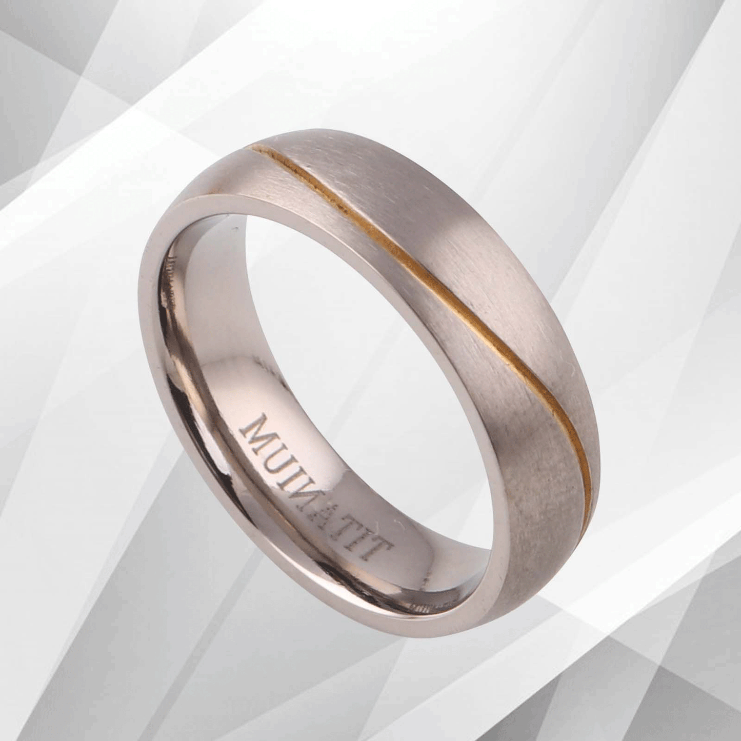Gorgeous Mens Wedding Titanium Premium Band Ring 18Ct Yellow And White Gold Over, Ring Size L