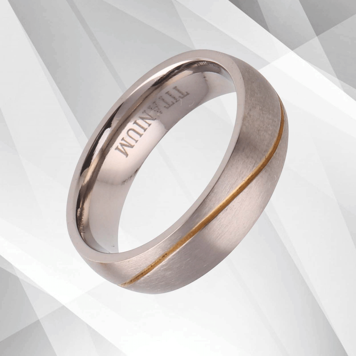 Gorgeous Mens Wedding Titanium Premium Band Ring 18Ct Yellow And White Gold Over, Ring Size L