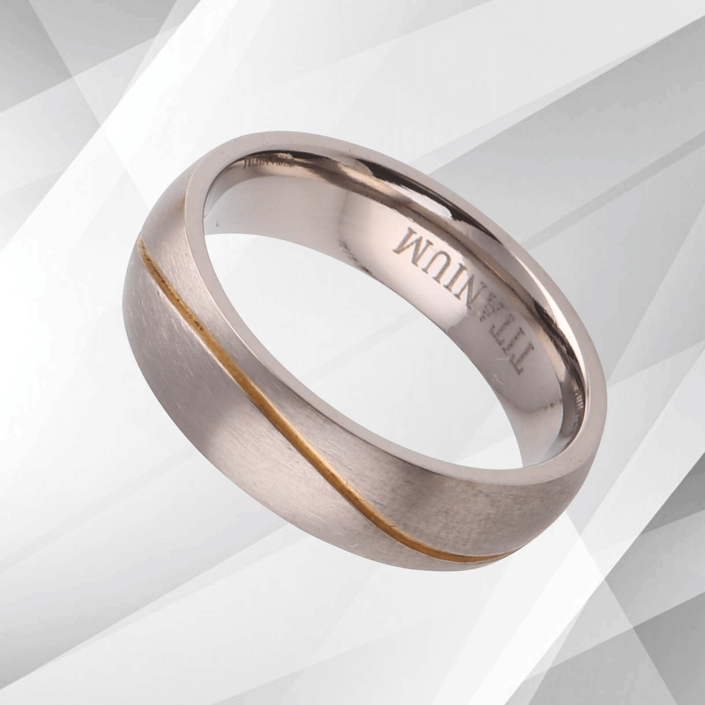 Gorgeous Mens Wedding Titanium Premium Band Ring 18Ct Yellow And White Gold Over, Ring Size L