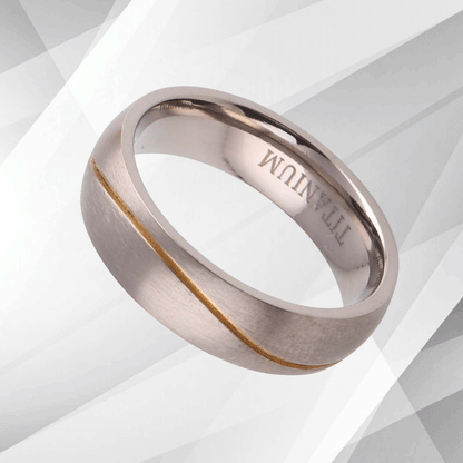 Gorgeous Mens Wedding Titanium Premium Band Ring 18Ct Yellow And White Gold Over, Ring Size L