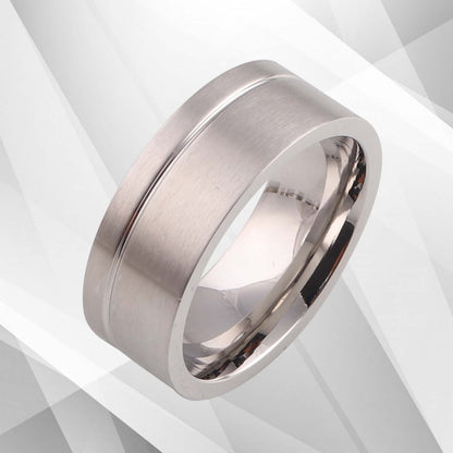 18Ct White Gold Over Men's Flat Shape Engagement Wedding Tungsten Band Ring 8mm, Ring Size T