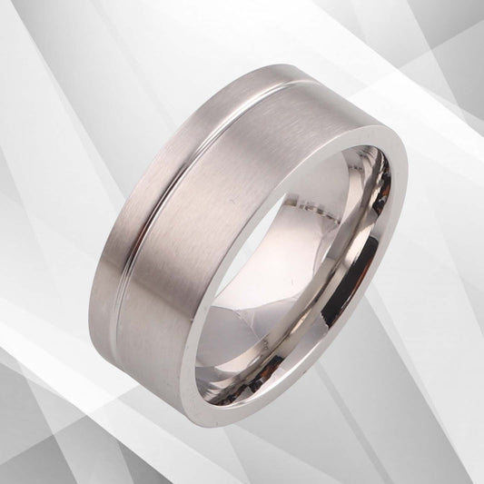 18Ct White Gold Over Men's Flat Shape Engagement Wedding Tungsten Band Ring 8mm, Ring Size T