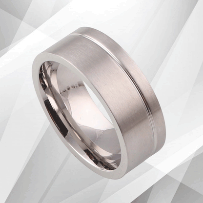 18Ct White Gold Over Men's Flat Shape Engagement Wedding Tungsten Band Ring 8mm, Ring Size T