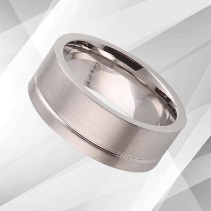 18Ct White Gold Over Men's Flat Shape Engagement Wedding Tungsten Band Ring 8mm, Ring Size T