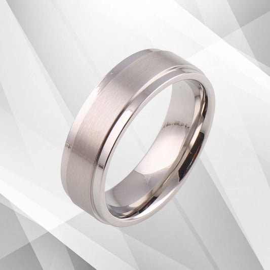 18Ct White Gold Over Men's Flat Shape Engagement Wedding Titanium Band Ring 7mm, Ring Size Y