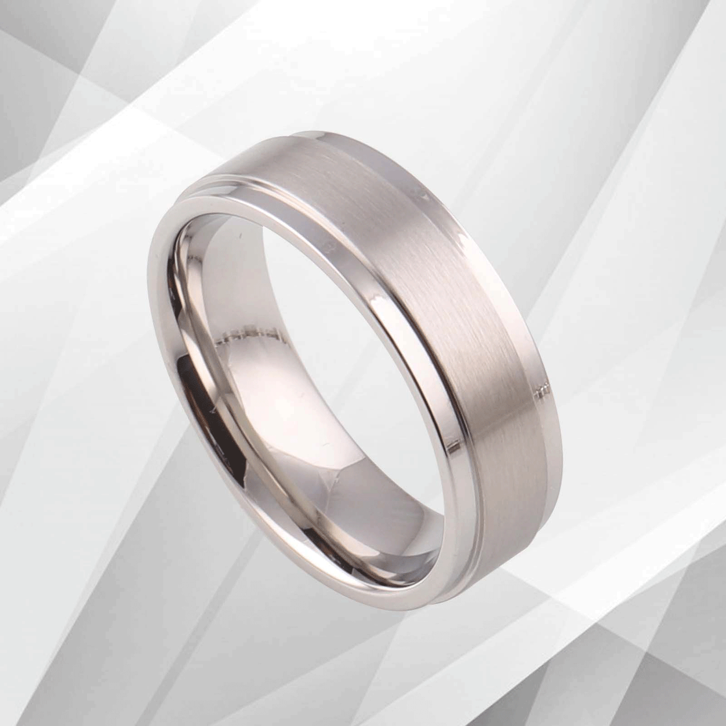 18Ct White Gold Over Men's Flat Shape Engagement Wedding Cobalt Band Ring 7mm UK, Ring Size V