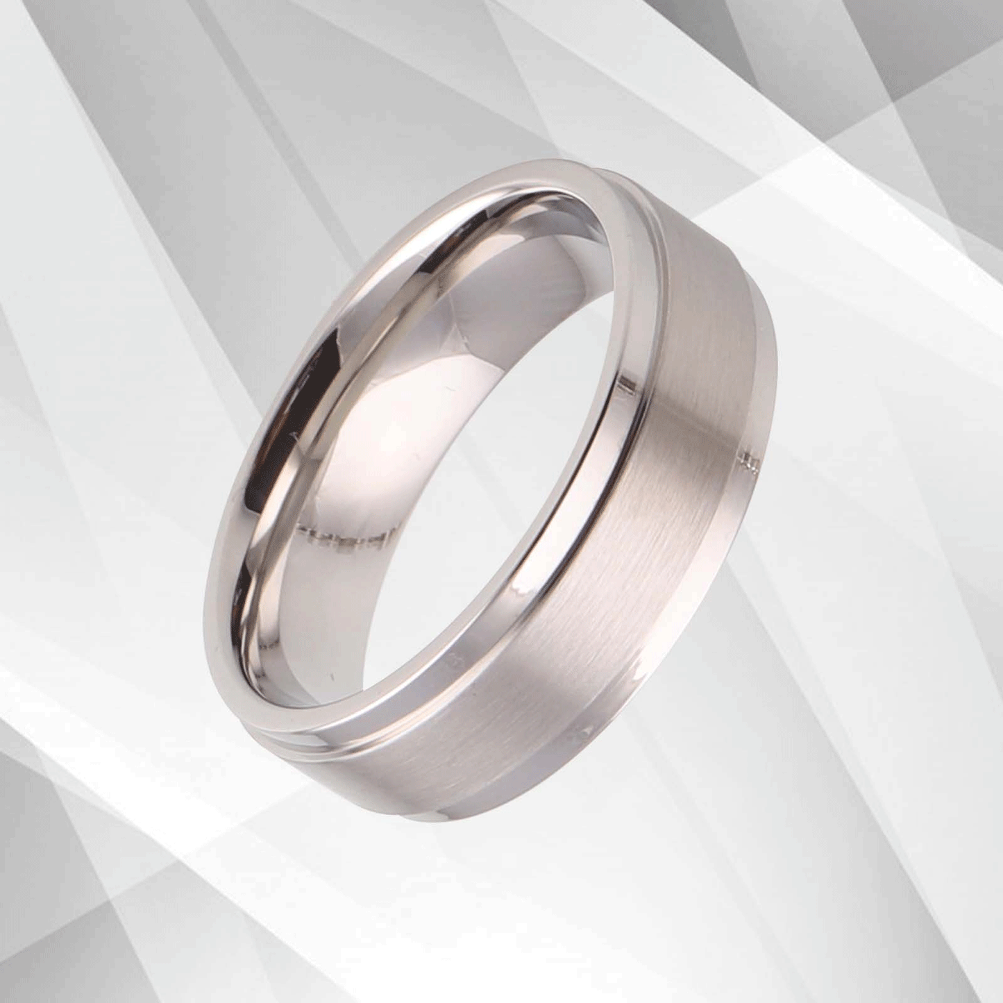 18Ct White Gold Over Men's Flat Shape Engagement Wedding Cobalt Band Ring 7mm UK, Ring Size V