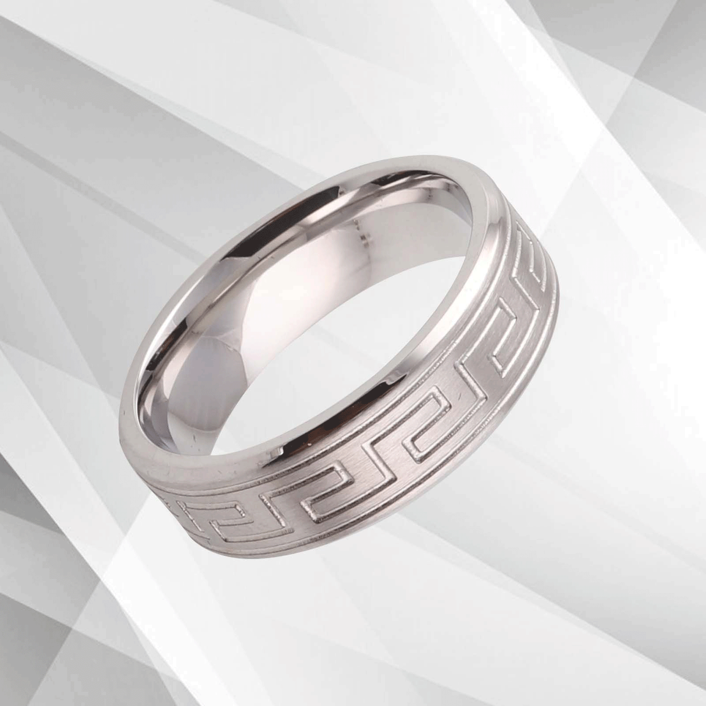 18Ct White Gold Over Men's Flat Shape Engagement Wedding Titanium Band Ring 7mm, Ring Size Z