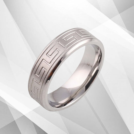 18Ct White Gold Over Men's Flat Shape Engagement Wedding Titanium Band Ring 7mm, Ring Size V