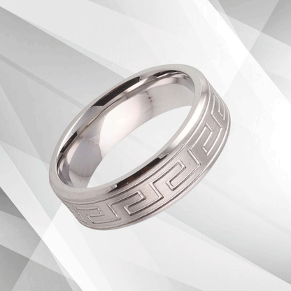18Ct White Gold Over Men's Flat Shape Engagement Wedding Titanium Band Ring 7mm, Ring Size V
