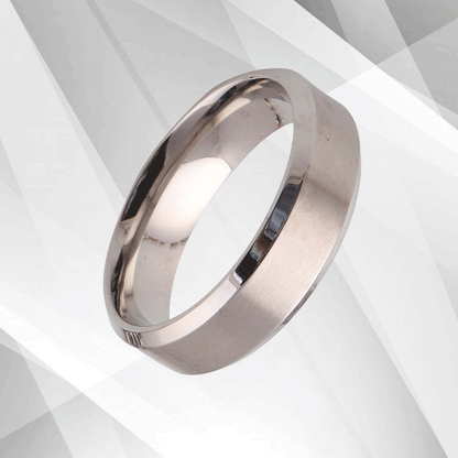 7mm 18Ct White Gold Over Men's Flat Shape Engagement Wedding Titanium Band Ring, Ring Size V
