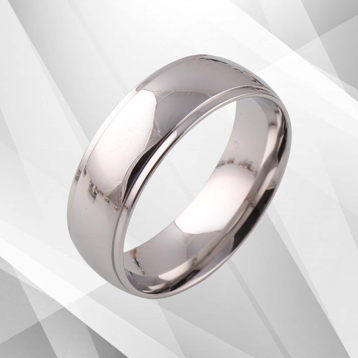 Gents Mens Sparkling 18Ct White Gold Over Titanium Wedding Engagement Band Ring, Ring Size Z+2